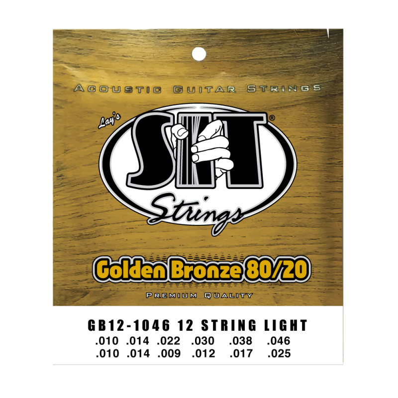 Струны для 12-струнной акустической гитары SIT GB121046, Golden Bronze Light 80/20, 10-46
