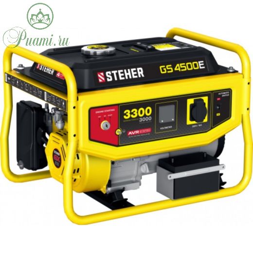 Генератор бензиновый STEHER GS-4500Е, 4Т, 220 В, 3300 Вт, 7 л.с., электро/руч. стартер, 15 л   77977