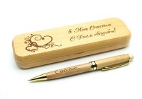 Подарочная ручка на "Деревянную" свадьбу с гравировкой