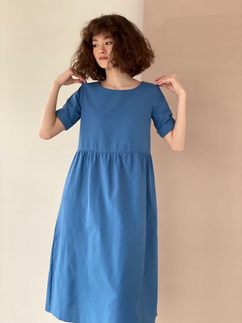 4571 Платье-миди в тёмно-голубом цвете