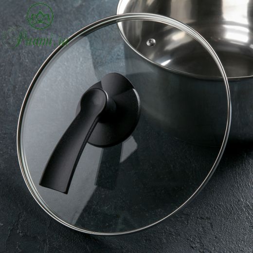 Крышка для сковороды и кастрюли стеклянная, d=26 см, с пластиковой ручкой