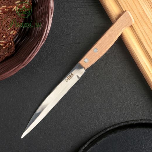 Нож кухонный для овощей «Ретро», лезвие 12,5 см, с деревянной ручкой, цвет бежевый