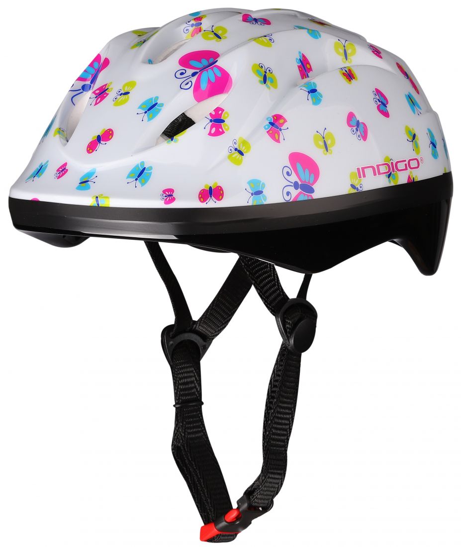 Шлем велосипедный детский INDIGO BUTTERFLY 8 вентиляционных отверстий IN071 Белый