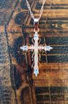 Прозолоченный ажурный крест с искусственными бриллиантами с цепочкой в комплекте (арт. 250404)
