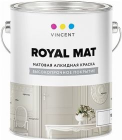 Эмаль Универсальная Vincent Royal Mat 15кг Алкидная, Белая, Матовая для Внутренних Работ