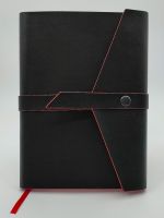 Черно-красный ежедневник с обложкой из натуральной двусторонней кожи