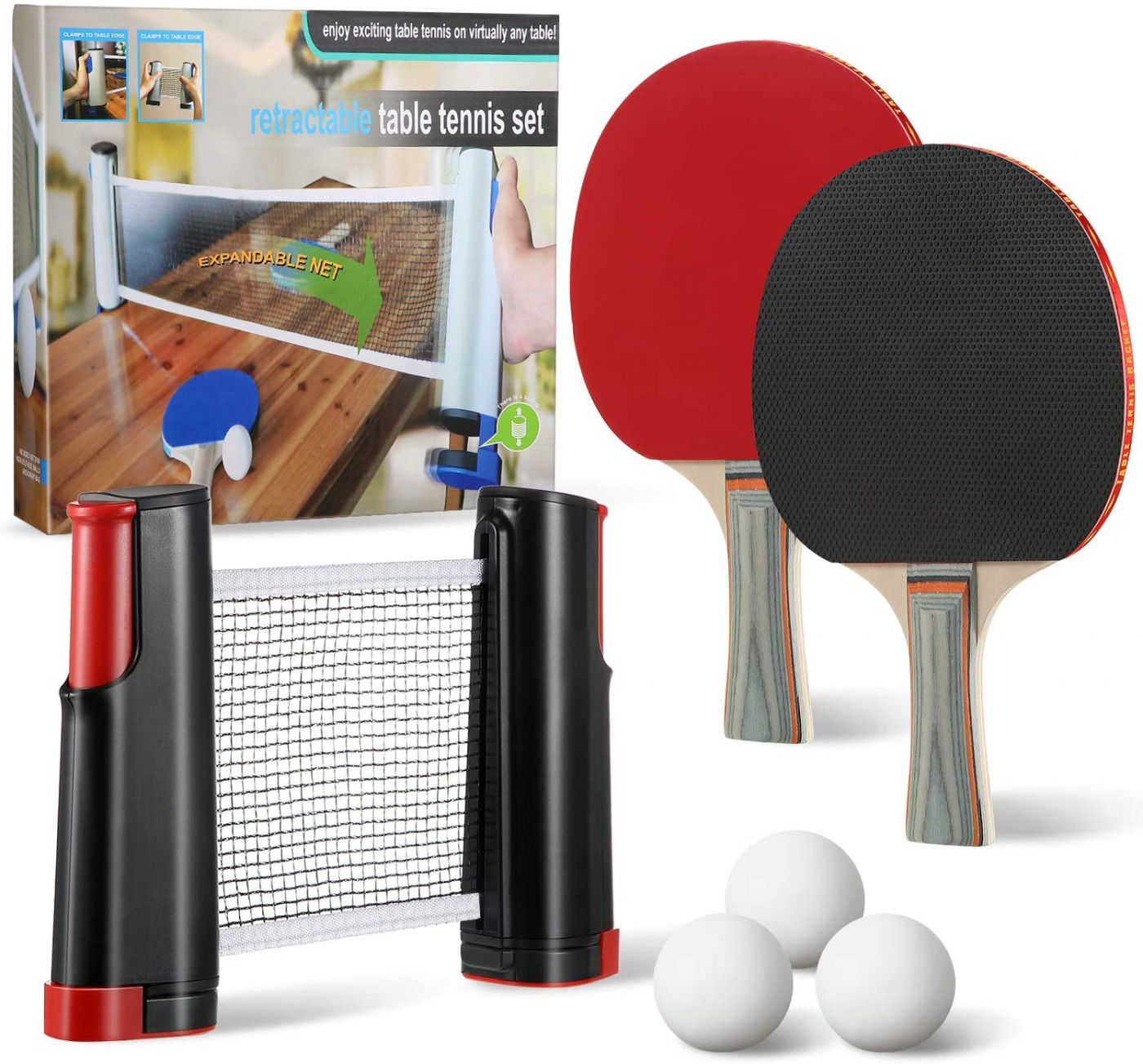 Ракетки для настольного тенниса с сеткой и шариками Ping-Pong
