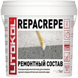 Инъекционная Cмола 2-х комп. Litokol Repacrepe 1кг Эпоксидная, Прозрачная для Приклеивания и Герметизации Трещин.