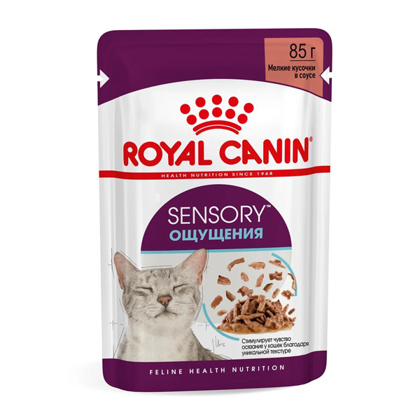 Влажный корм для взрослых кошек Royal Canin SENSORY FEEL стимуляция рецепторов ротовой полости кусочки в соусе 85 г