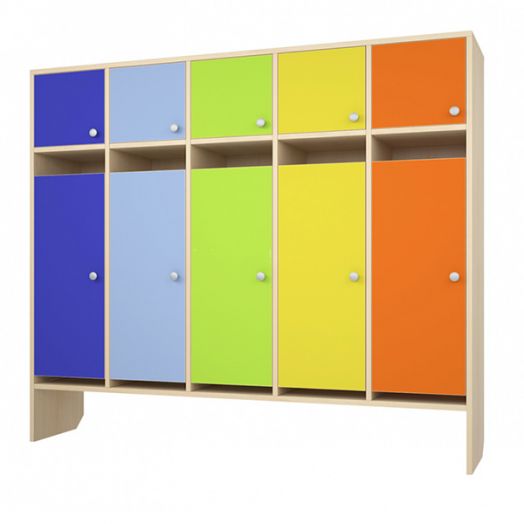 РСН-013 Шкаф детский для одежды с антресолью 5 секций (Цветные фасады)