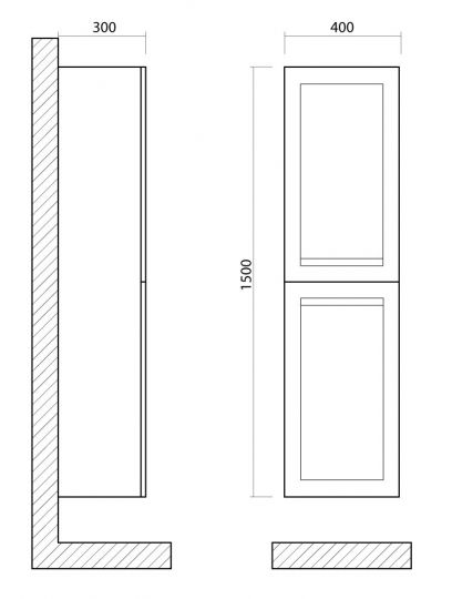 Подвесной шкаф-пенал Art&Max PLATINO AM-Platino-1500-2A-SO 40х30 схема 4