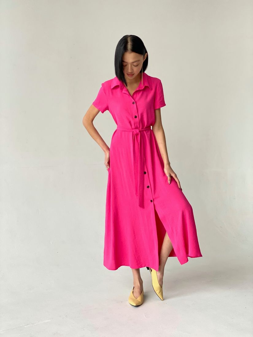 6138 Платье-рубашка удлинённое розовое