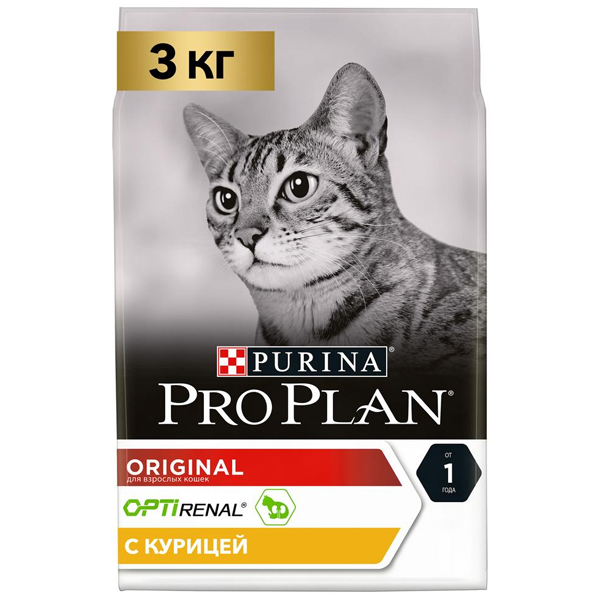 Корм сухой Pro Plan Adult для взрослых кошек с курицей 3кг