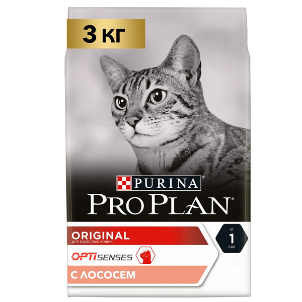 Корм сухой Pro Plan Adult для взрослых кошек с лососем 3кг