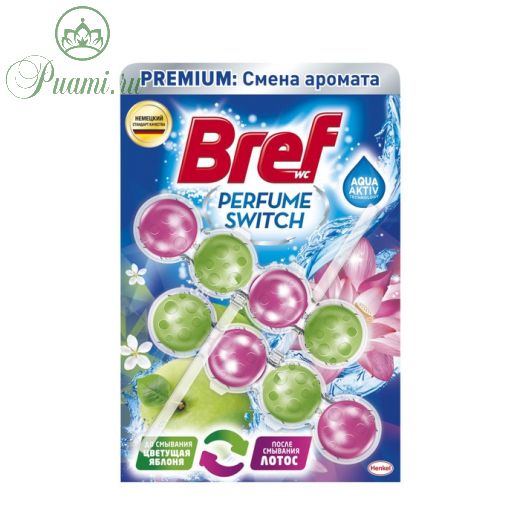 Блок для чистки и свежести унитаза Bref Perfume Switch «Яблоня и лотос», 2 x 50 г