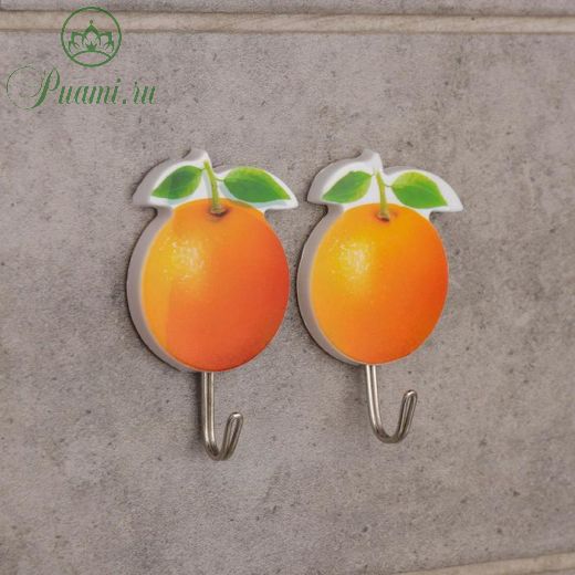 Набор крючков на липучке «Апельсины», 2 шт, цвет оранжевый