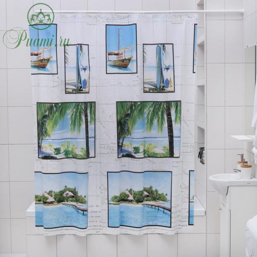 Штора для ванной комнаты Доляна «Пляж», 180?180 см, EVA