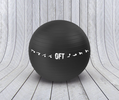 Гимнастический мяч 75 см для коммерческого использования черный с насосом FT-GBPRO-75BK