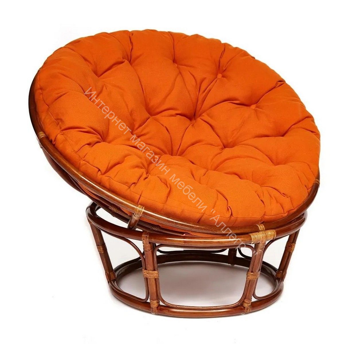 Кресло "PAPASAN" 23/01 W с подушкой, Pecan (орех), ткань Оранжевый С 23