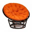 Кресло "PAPASAN" 23/01 W с подушкой, Antique brown (античный черно-коричневый), ткань Оранжевый С 23