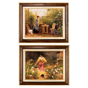 Картины "Дамы в саду"