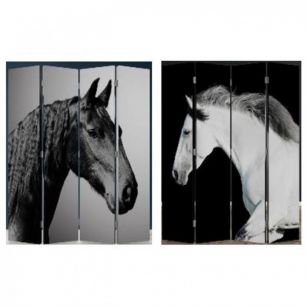 Ширма Horses, коллекция "Лошади" 160*180*3, Полиэстер, Ель, Черный, Белый