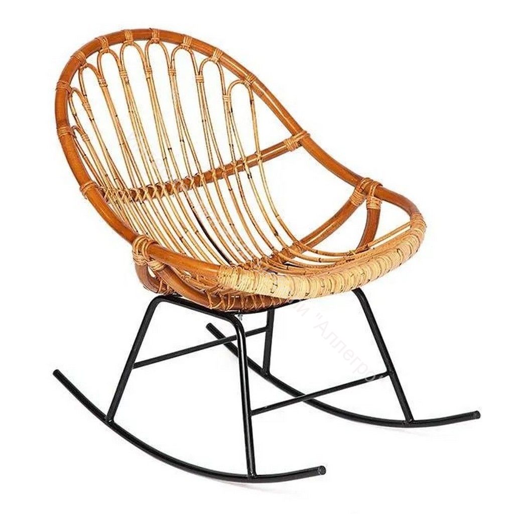 Кресло-качалка Secret De Maison Petunia (mod. 01 5088 RC SP KD/1-1 ) натуральный ротанг/металл, светлый мед/черный