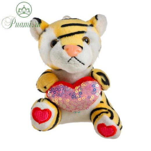 Мягкая игрушка «Тигрёнок с сердцем», на присоске, цвета МИКС