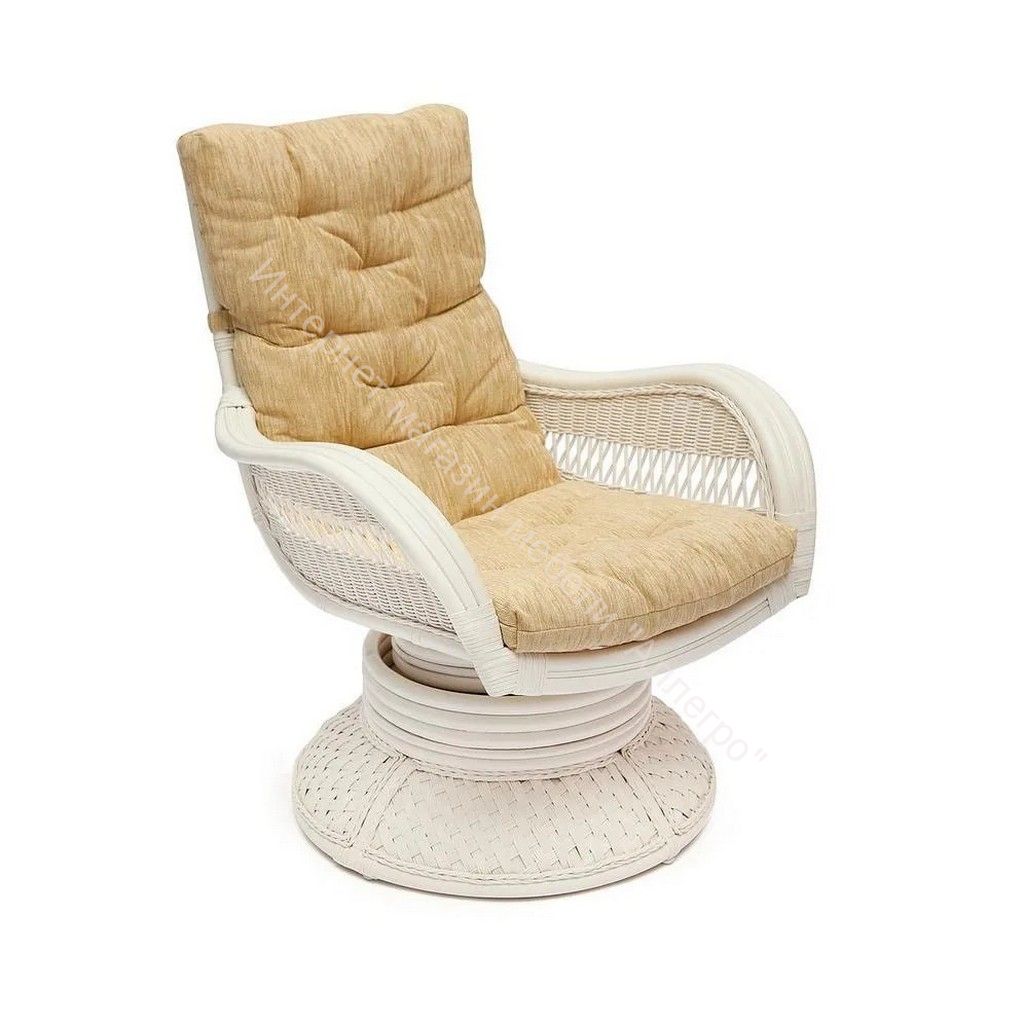 Кресло-качалка "ANDREA Relax Medium" с подушкой  TCH White (белый), Ткань рубчик, цвет кремовый