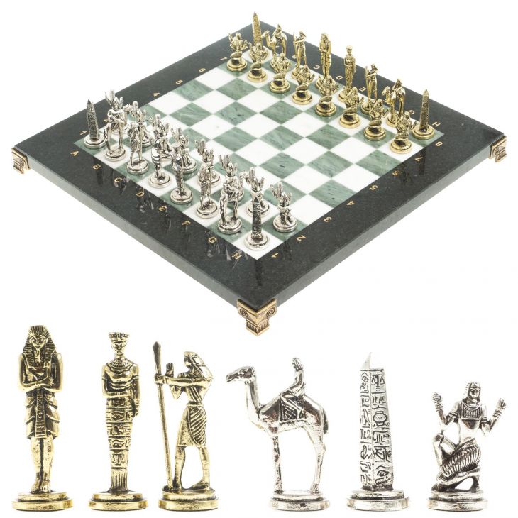 Шахматы Древний Египет офиокальцит 32 х32 см
