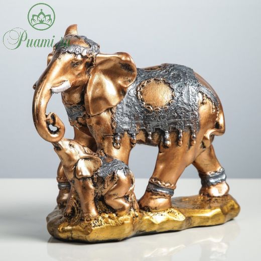 Копилка "Слоны семья", глянец, бронзовая, 29 см, микс