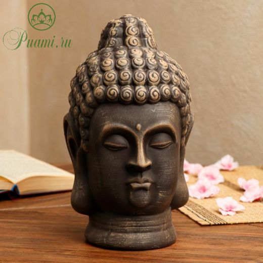 Копилка "Голова Будды", коричневая, керамика, 32 см