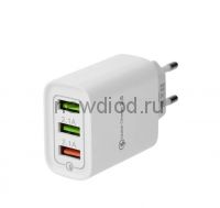 Сетевое зарядное устройство REXANT 3 x USB, 5V, 3 А + 1 А + 1 А, белое