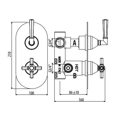 Смеситель термостатический для душа Gattoni Dolce Vita TRD TS992/18 схема 2