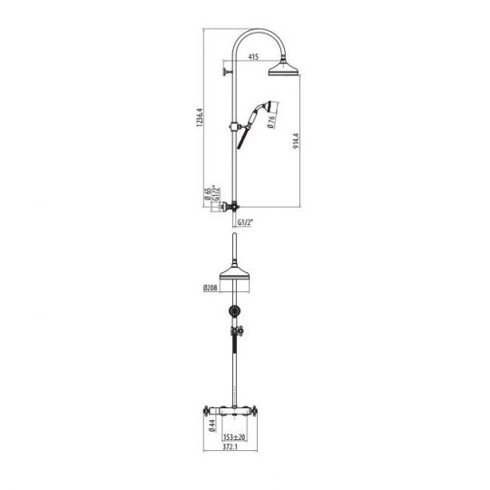 Душевая система с термостатическим смесителем, верхним и ручным душем Gattoni Samoa KIT/TS70 ФОТО