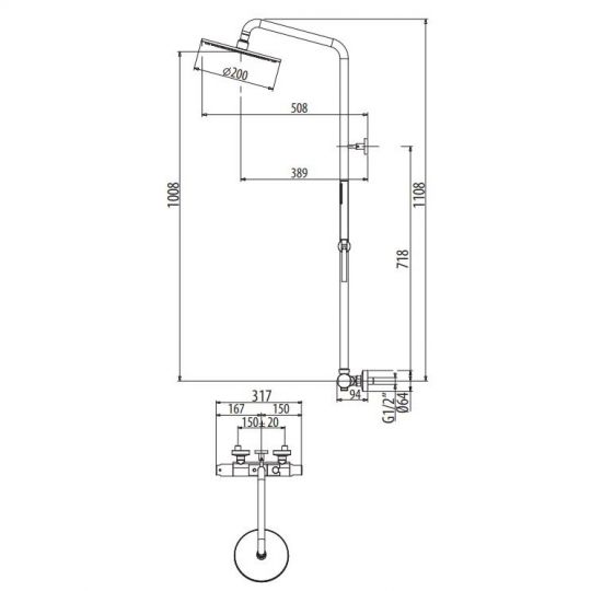Душевая система с термостатическим смесителем, верхним и ручным душем Gattoni H2OMIX5000 KIT/TS65 ФОТО