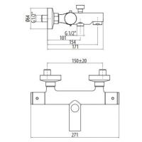 Смеситель для ванны термостатический Gattoni H2OMIX3000 TS210 схема 2