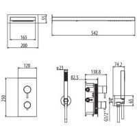Встраиваемая душевая система с термостатическим смесителем, верхним (2 режима) и ручным душем Gattoni Circle One 9185/PD схема 2
