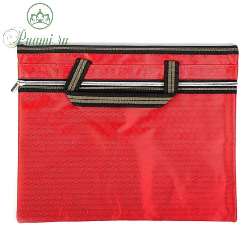 Портфель 1 отделение, А4, текстиль на молнии с ручками, с карманом, красный