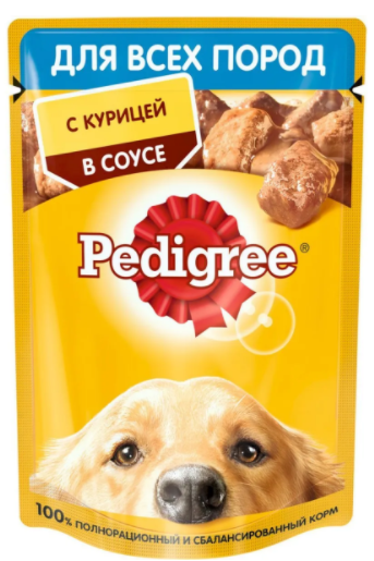 Влажный корм для собак всех пород Pedigree, с курицей кусочки в соусе