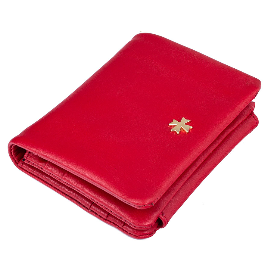 Кожаный бумажник необычной формы Narvin 9601-N.Palermo Red