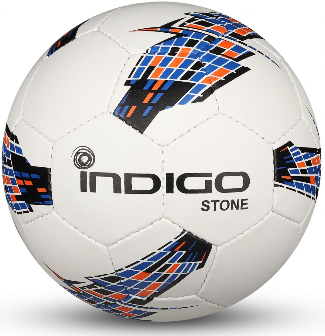 Мяч футбольный №5 INDIGO STONE Облегченный тренировочный IN028 Бело-сине-оранжевый