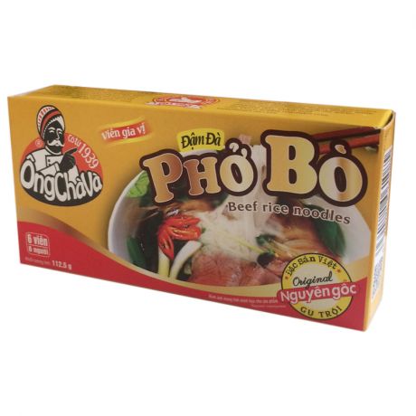 Кубики бульонные cо вкусом говядины для приготовления супа pho bo, ONG CHA VA, упаковка 6 штук