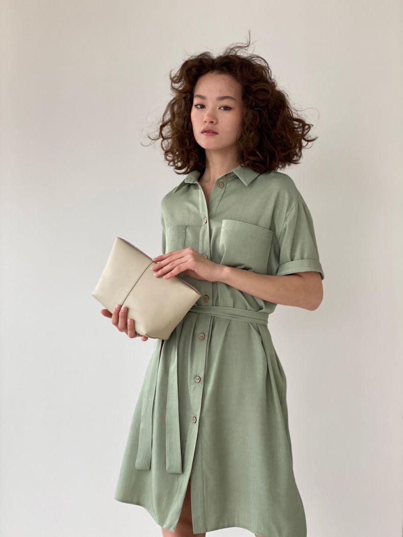 20680 Платье-рубашка из лиоцелла в пыльном зелёном