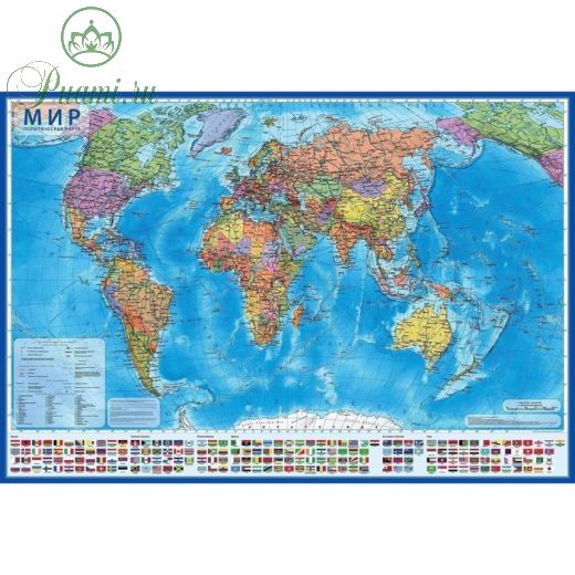 Карта Мира Политическая, 157 х 107 см, 1:21,5 млн, ламинированная