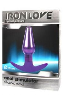 Анальная пробка для ношения металлическая Iron Love фиолетовая, 7*3 см