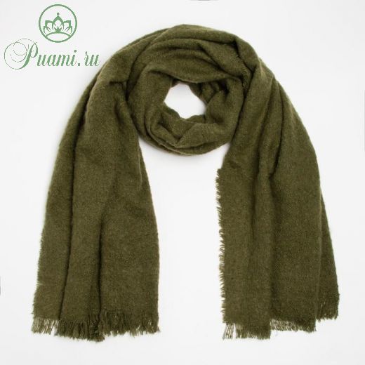 Палантин текстильный, цвет зеленый, размер 69х190