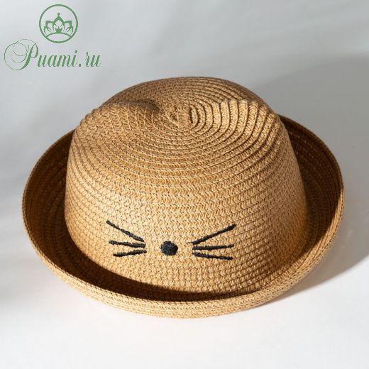 Шляпа для девочки MINAKU "Кошечка", цв. бежевый, р-р 52