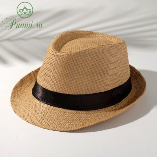 Шляпа мужская MINAKU "Плетеная", размер 58, цвет бежевый