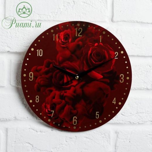 Часы дерево настенные «Розы», диам. 25 см